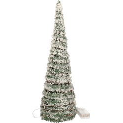 Kerstverlichting figuren Led kegel kerstboom groen besneeuwd 60 cm - kerstverlichting figuur