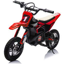 Rode Crossmotor Rood 24 volt elektrische kindermotor met geveerde wielen