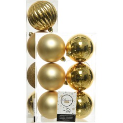 Decoris kerstballen 10x stuks goud 8-10 cm kunststof - Kerstbal