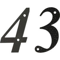 AMIG Huisnummer 43 - massief gesmeed staal - 10cm - incl. bijpassende schroeven - zwart - Huisnummers