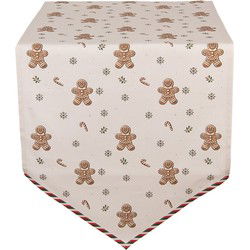 Clayre & Eef Tafelloper Beige Katoen Gingerbread man