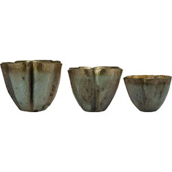 PTMD Bloempot Rochelle - 61x52x49 cm - Aluminium - Blauw - Set van 3