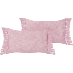 TANSY - Sierkussen set van 2 - Roze - 40 x 60 cm - Katoen
