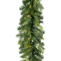 Kerst dennenslinger guirlande groen met verlichting 20 x 270 cm twinkelend - Guirlandes