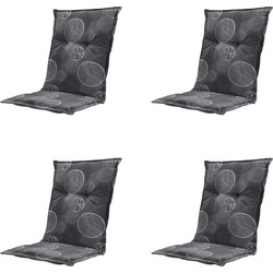 Madison -  Tuinstoelkussen Lage Rug Circle grey - Ca. 105x50 cm - Set van 4