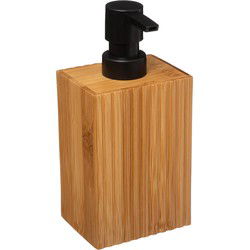 5Five Zeeppompje/dispenser Bamboo Lotion - lichtbruin/zwart - 8 x 17 cm - 280 ml - hout - Zeeppompjes