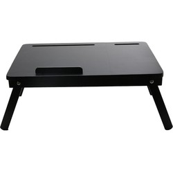 Decopatent® Laptoptafel verstelbaar in hoogte & inklapbaar - bamboe houten - Laptop tafel - Bed - Bank tafel - Bijzettafel - Zwart