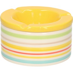 Stormasbak - keramiek - geel/multi-kleur - D12 cm - asbak - buiten - Asbakken