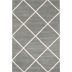Safavieh Contemporary Indoor Hand Tufted Area Rug, Chatham Collection, CHT720, in Dark Grey & Ivory, 152 X 244 cm