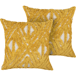 ALCEA  - Sierkussen set van 2 - Mosterdgeel - 45 x 45 cm - Katoen