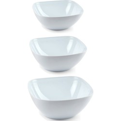 Voedsel serveerschalen set 12x stuks wit kunststof in 3 formaten - Serveerschalen