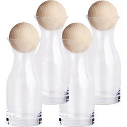 Zeller Flessen/karaffen - 4x stuks - met bal dop - glas - 250 ml - Wijnafsluiters