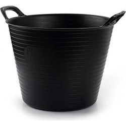 Plasticforte flexibele emmer/kuip - 5x - zwart - kunststof - rond - 42 liter - 49 x 45 x 38 cm - Wasmanden