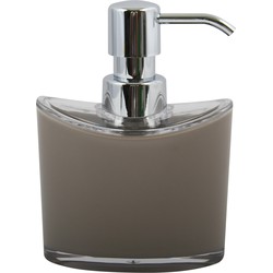 MSV Zeeppompje/dispenser Aveiro - PS kunststof - beige/zilver - 11 x 14 cm - 260 ml - Zeeppompjes