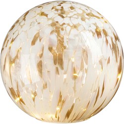 House of Seasons Deco Bal met LED Verlichting - H20 x Ø20 cm - Glas - Wit