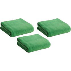 Fleece deken/plaid - 3x - groen - 120 x 150 cm - Polyester fleece - Plaids