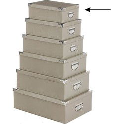 5Five Opbergdoos/box - beige - L28 x B19.5 x H11 cm - karton - Opbergbox