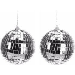 16x Zilveren disco kerstbal 10 cm - Kerstbal