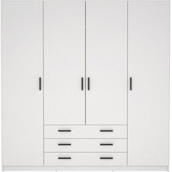 Kleerkast met 4 deuren en 3 lades B195,5 cm  PRINT