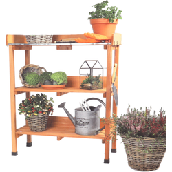 HIXA Oppottafel met Zinken blad - Hout - Plantentafel - Tuinwerkbank - Buiten - 77x37x89cm