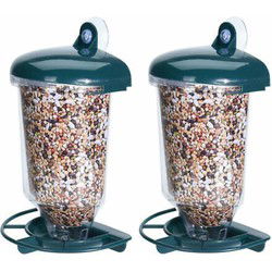 Pro Garden Vogelvoedersilo - 2x - raambevestiging - 10 x 19 cm - Vogelvoederhuisjes