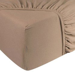 DoubleDry Hoeslaken Jersey 100% Katoen - Eenpersoons 90x200 cm - Zacht & Huidvriendelijk - Rondom Elastiek - Beige
