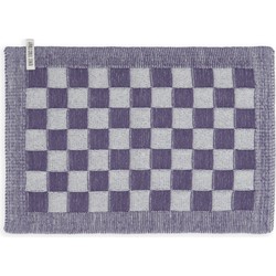 Knit Factory Gebreide Placemat - Onderlegger Block - Ecru/Violet - 50x30 cm