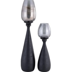 PTMD Windlicht Midi - 17x17x67 cm - Glas - Zwart