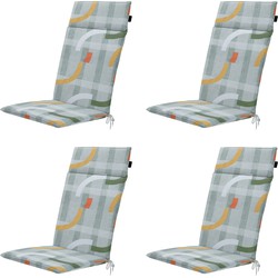 Madison -  Tuinstoelkussen Hoge Rug Tess orange - Ca. 120x50 cm - Set van 4