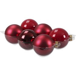 Othmar Decorations Kerstballen - 6x st - rood - D8 cm - glas - Kerstbal