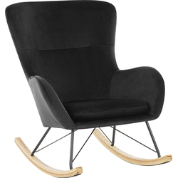 Beliani ELLAN - Schommelfauteuil-Zwart-Fluweel