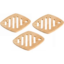 Set van 3x stuks vierkante pannen onderzetters van hout 18 cm - Panonderzetters