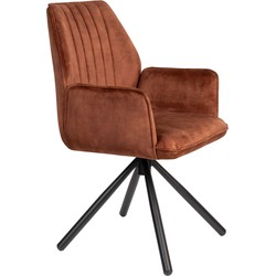 Housecraft Living Jamie Eetkamerstoelen met armleuning Rust/ Bruin - Set van 2