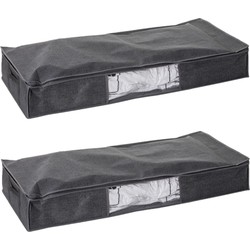 2x Stuks dekbed/kussen opberghoes antraciet grijs met vacuumzak 100 x 45 x 15 cm - Opberghoezen