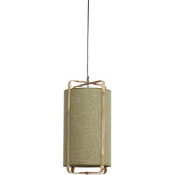 Light & Living - Hanglamp Ø27x56 cm SENDAI groen+bamboe naturel