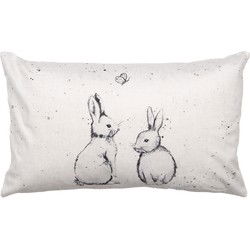 Clayre & Eef Kussenhoes 30x50 cm Beige Polyester Rechthoek Konijn