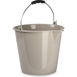 Huishoud schoonmaak emmer kunststof taupe 9 liter inhoud 30 x 26 cm - Emmers