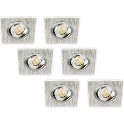Groenovatie Inbouwspot LED 3W, Vierkant, Kantelbaar, Aluminium, Dimbaar, 6-Pack