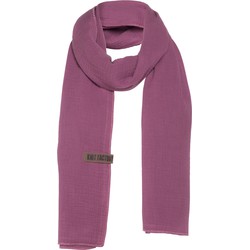 Knit Factory Liv Sjaal Dames - Violet - 200x40 cm - 100% Biologisch katoen