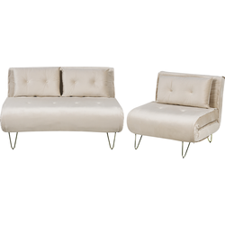 VESTFOLD - Slaapbank set - Lichtbeige - Fluweel