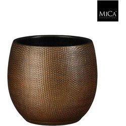 Mica Decorations Bloempot Porto - 17x17x17 cm - Terracotta - Brons,Metallic