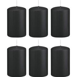 6x Kaarsen zwart 5 x 8 cm 18 branduren sfeerkaarsen - Stompkaarsen