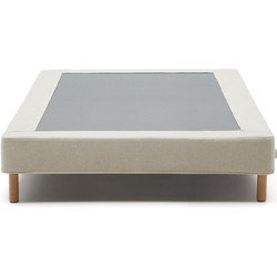 Kave Home - Bedbodem Ofelia met afneembare beige bekleding en massief beukenhouten poten voor een matr