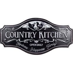 Clayre & Eef Wanddecoratie  60x30 cm Zwart Ijzer Kippen Country kitchen Muurdecoratie