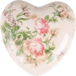 Clayre & Eef Decoratie  11x11x4 cm Roze Beige Keramiek Bloemen