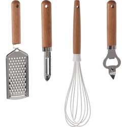 Excellent Houseware 4-delige keukengerei set - Opener/garde/schilmes/rasp - Keuken gardes