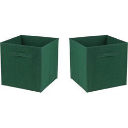 Urban Living Opbergmand/kastmand - 2x - 29 ltr - donkergroen - 31 x 31 cm - Opbergmanden