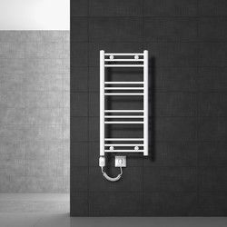 ECD Germany Badkamerradiator elektrisch met verwarmingselement 300W - 400 x 800 mm - wit - gebogen met zijaansluiting