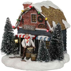 Luville Kerstdorp Miniatuur Palingrokerij - L14,5 x B13 x H13,5 cm