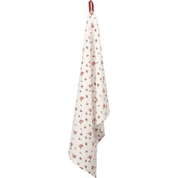 Clayre & Eef Theedoek  50x70 cm Rood Wit Katoen Rechthoek Rozen Vaatdoek